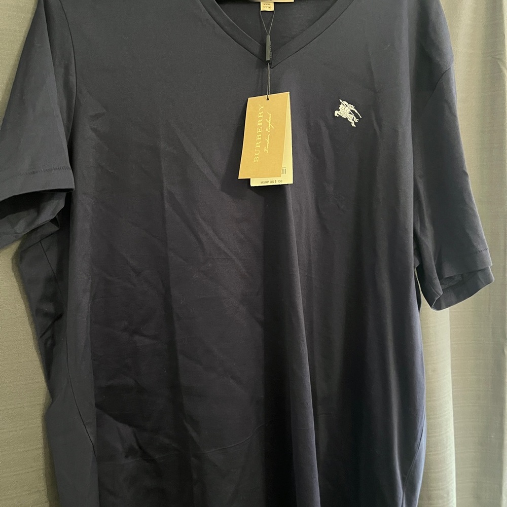 Burberry Navy V-Neck T-Shirt